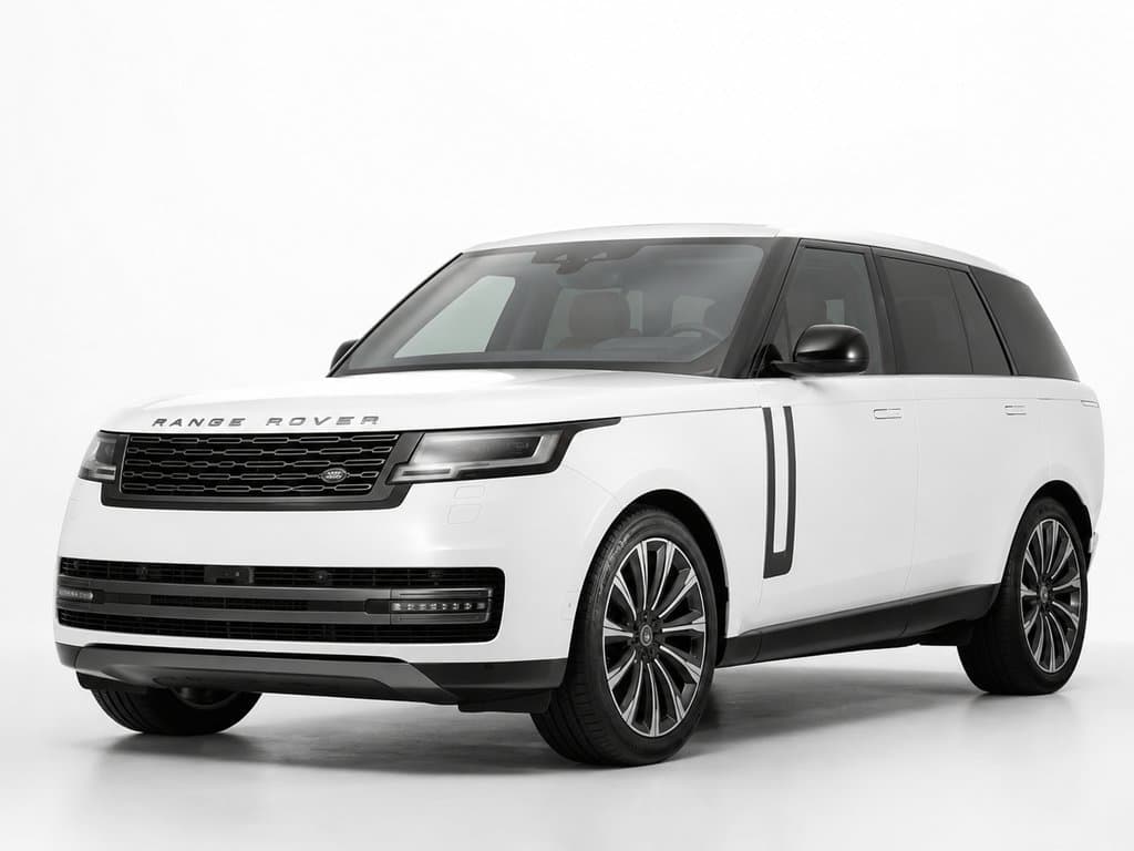 白色豪华SUV，硬朗车身线条，大尺寸轮毂，现代都市写实风格