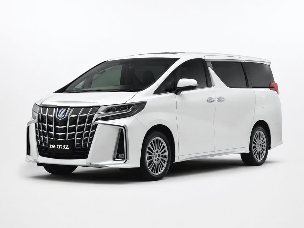 白色商务MPV，宽大车身，现代都市写实风格，3D渲染