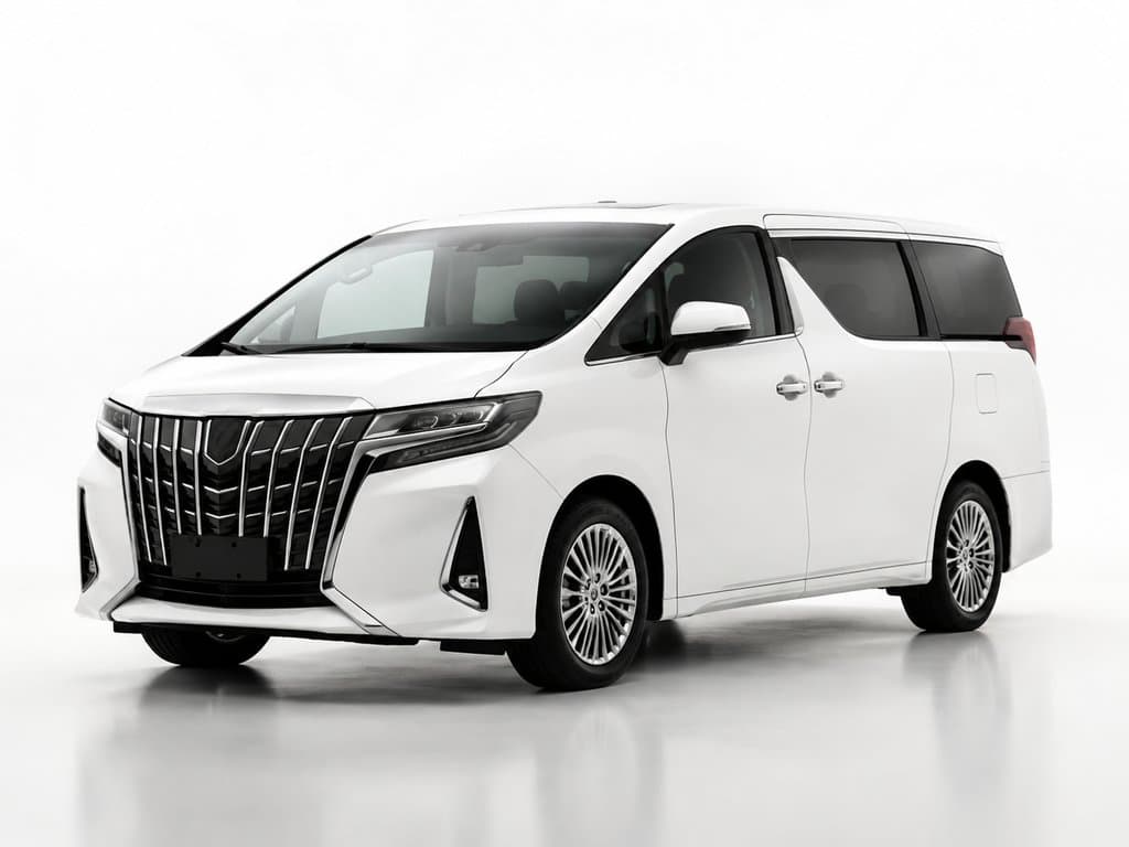 白色加长MPV商务保姆车，现代都市写实风格，3D渲染