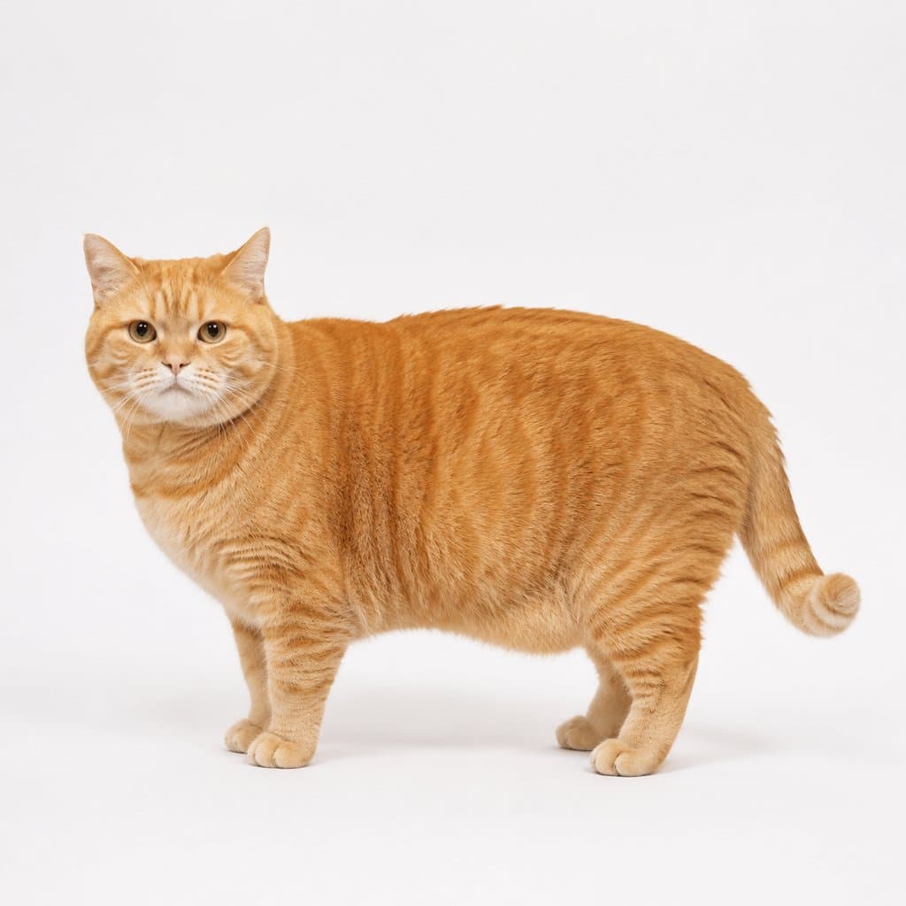 橘色虎斑猫，圆润体型，慵懒姿态，现代写实风格