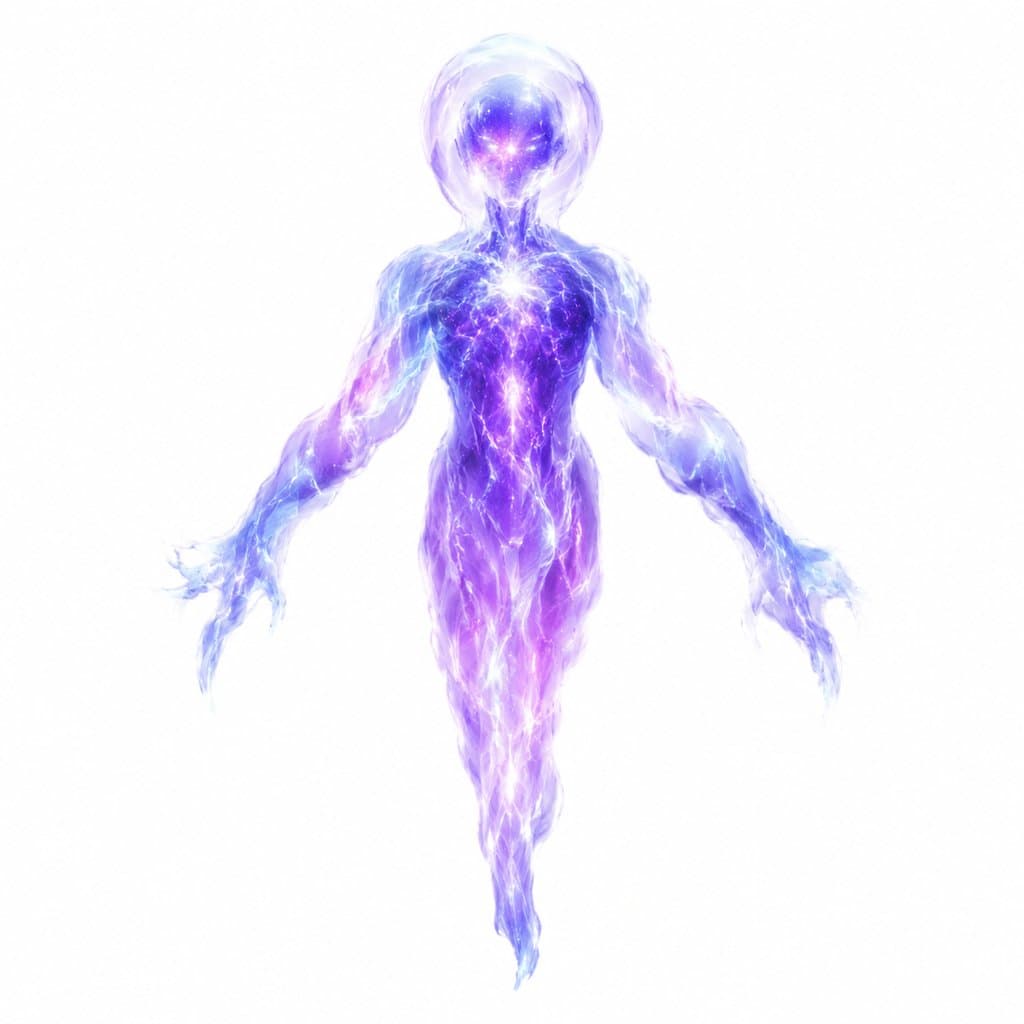 发光的紫色能量生命体，流动等离子形态，硬科幻写实风格