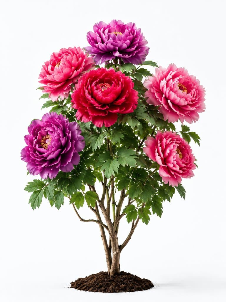 盛开的牡丹花，层叠花瓣，艳丽色彩，写实风格3D植物图