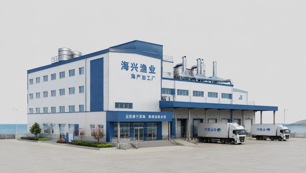 现代渔乡 海产加工厂 彩钢厂房 海岛写实建筑图 透视效果图