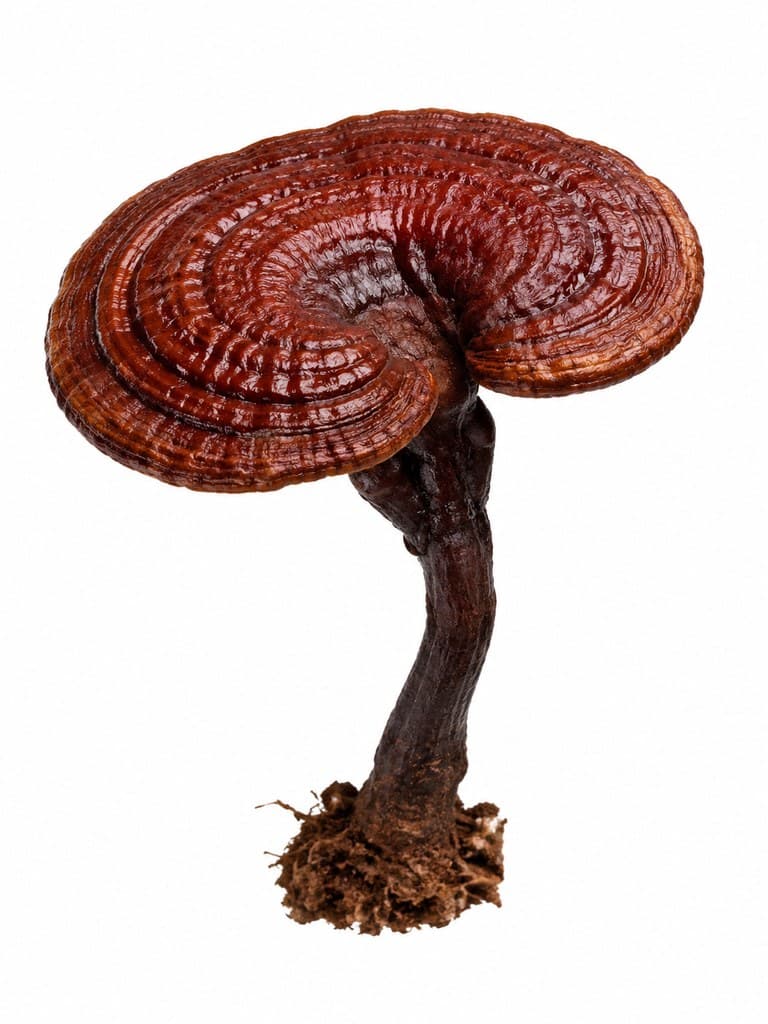古装边关 灵芝 药用菌 古风写实植物图 整株图