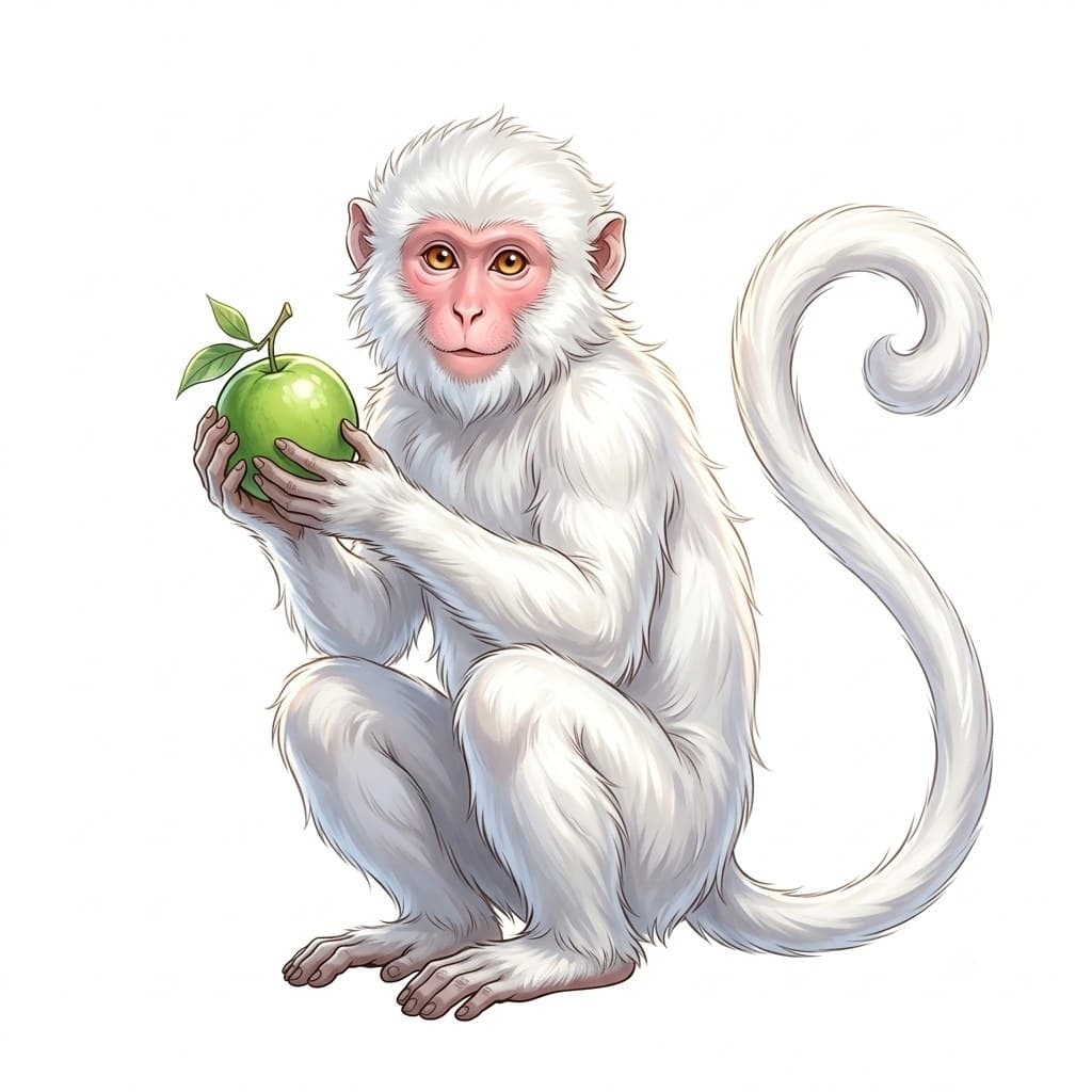玄幻修仙 灵猴 白毛 通人性 全身主视图