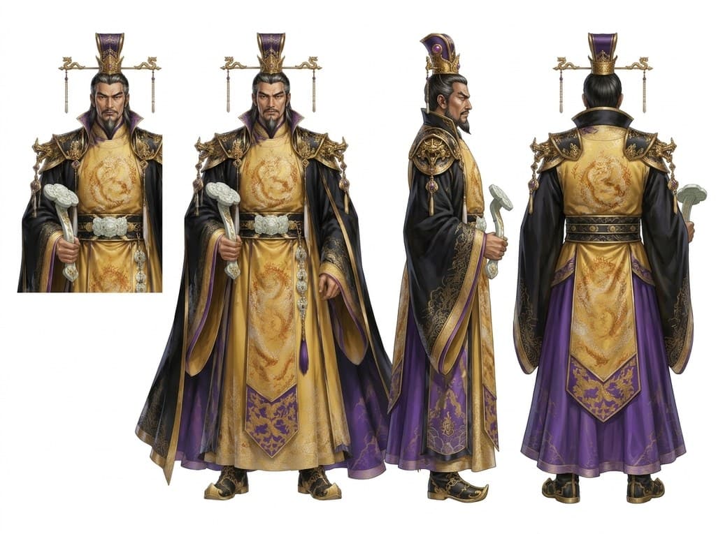 玄幻修仙 宗门掌教 九龙袍 金冠 四视图
