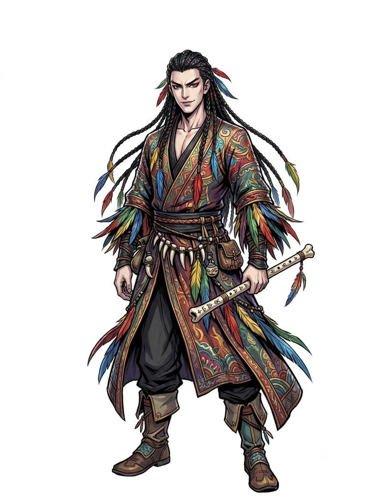玄幻修仙 灵兽师 五彩羽衣 持灵笛 全身定妆照