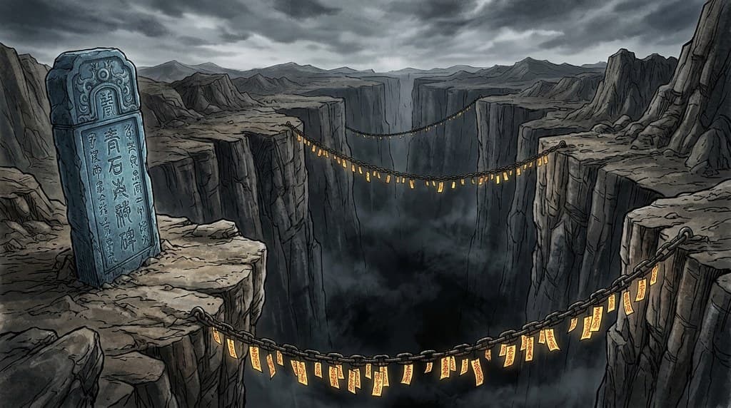 玄幻修仙 禁地 深渊 铁链 石碑 全景