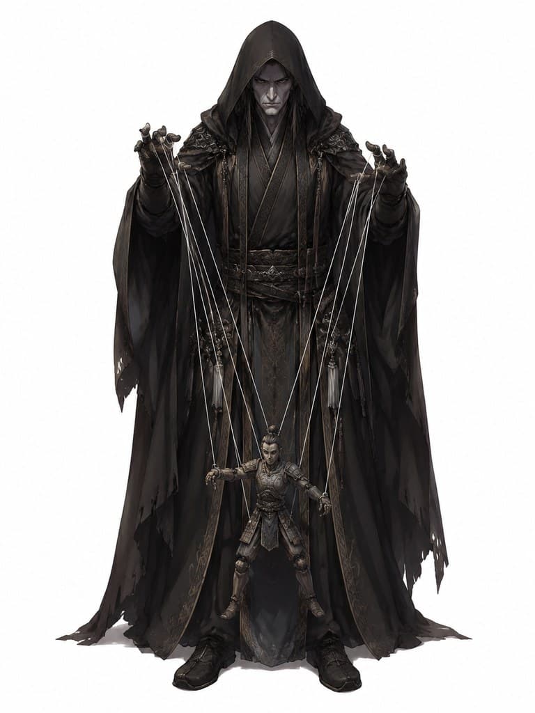 玄幻修仙 傀儡师 消瘦 黑斗篷 提线木偶 全身定妆照