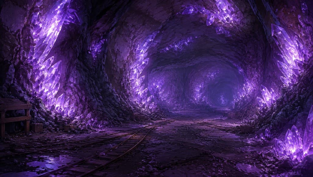 玄幻修仙 灵矿洞 晶石 紫光 矿道 全景