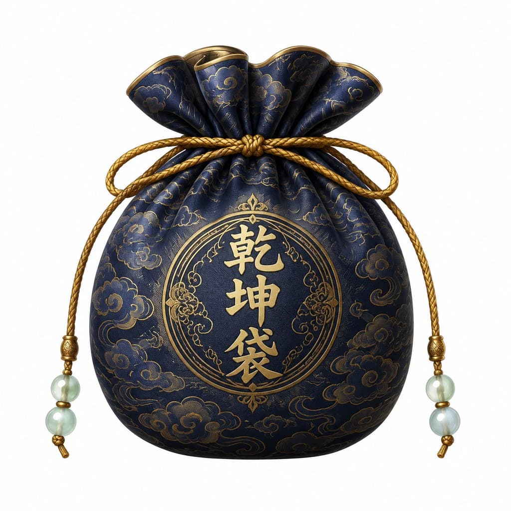 玄幻修仙 乾坤袋 锦缎 抽绳 正面