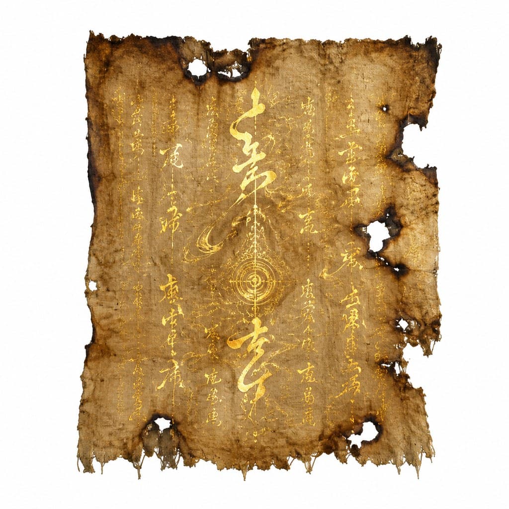 玄幻修仙 天书 残页 古绢 金字 正面