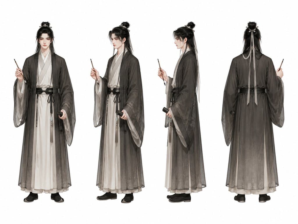 玄幻修仙 画师 布衣 笔砚 四视图
