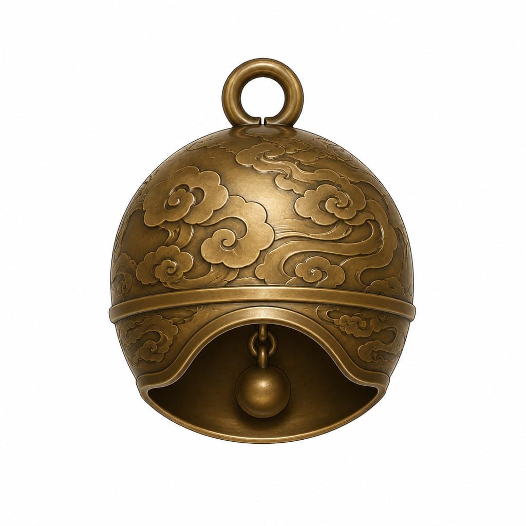 玄幻修仙 铃铛 铜质 刻云纹 正面