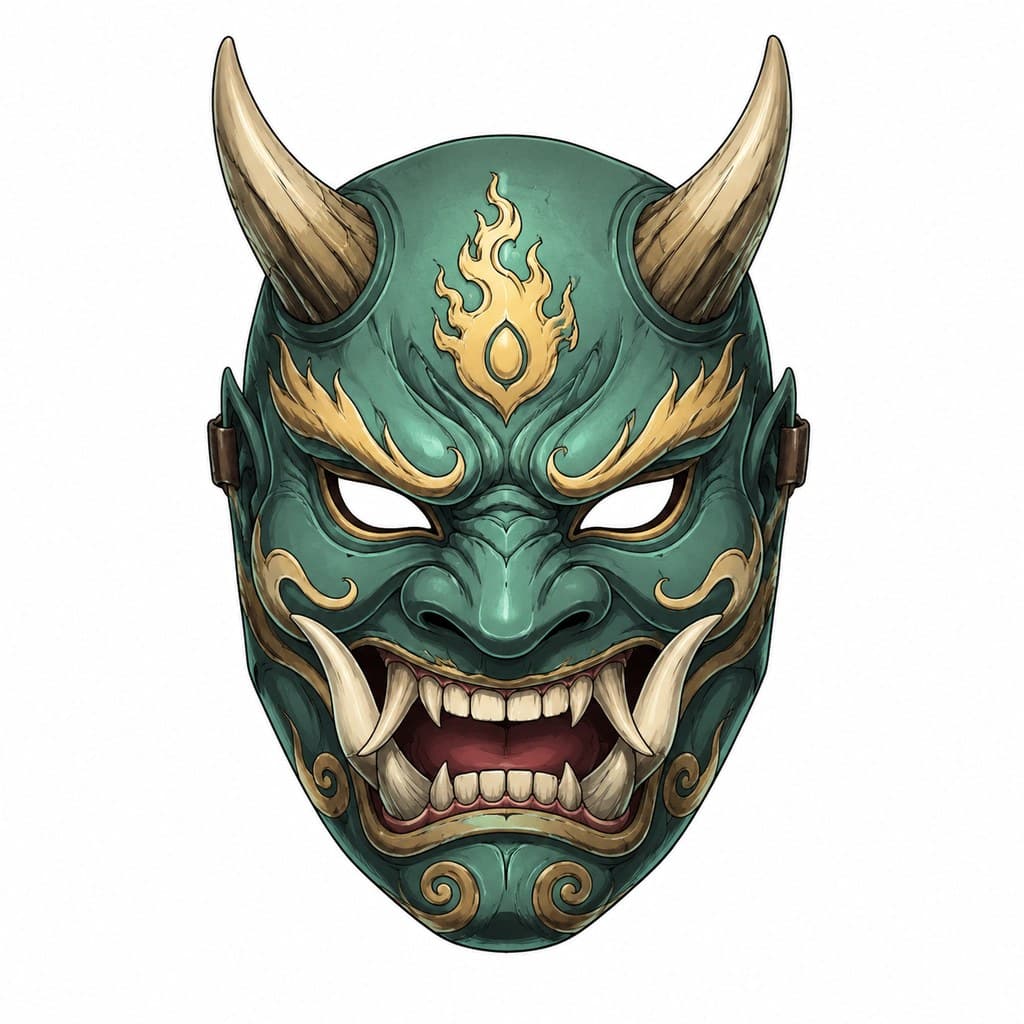 玄幻修仙 鬼面面具 青面 獠牙 正面