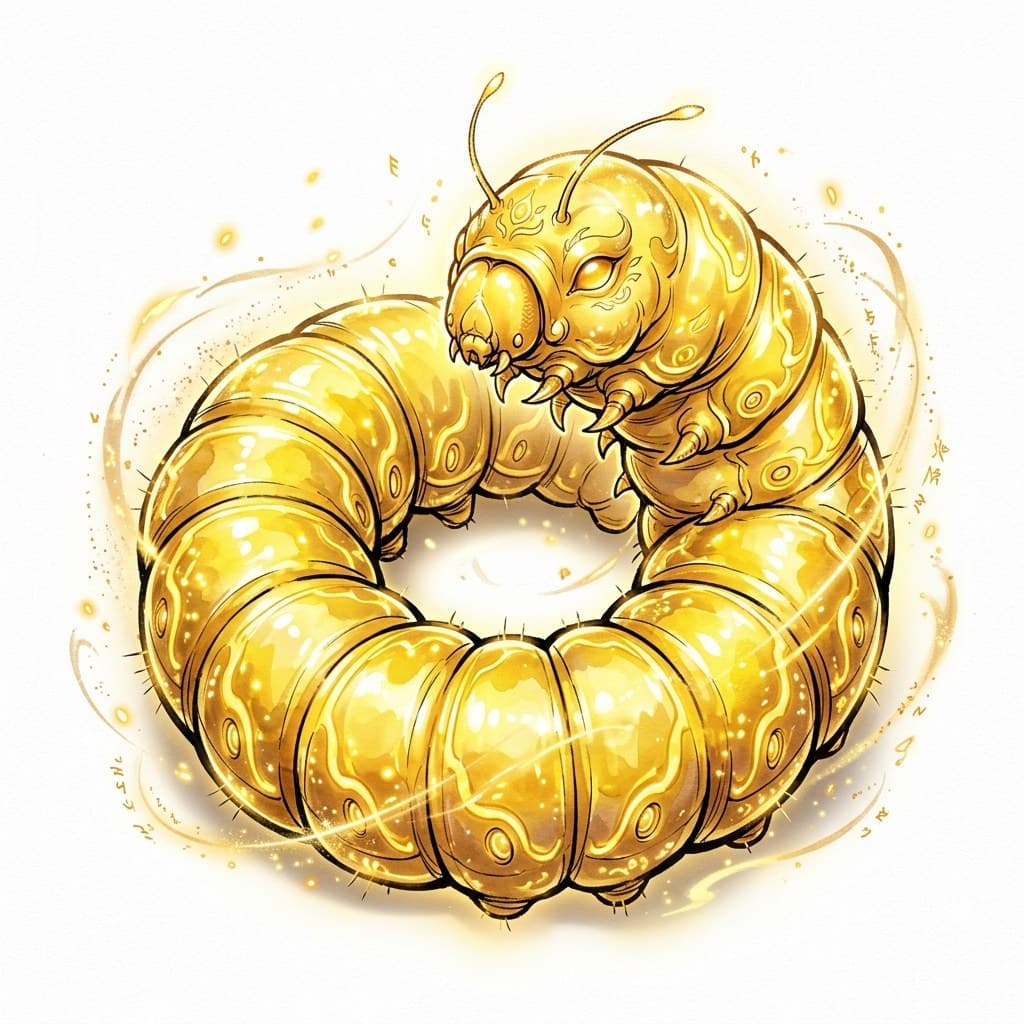 玄幻修仙 金蚕 金色 蜷曲 全身主视图