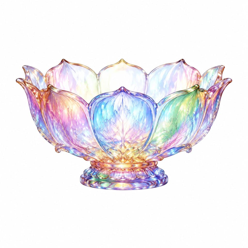 玄幻修仙 琉璃盏 彩光 莲形 正面