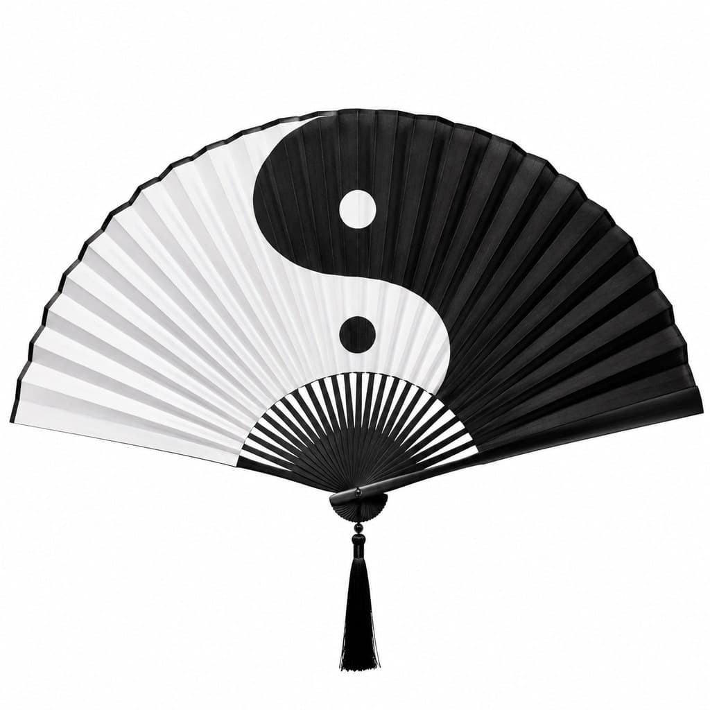 玄幻修仙 阴阳扇 黑白 扇面 正面