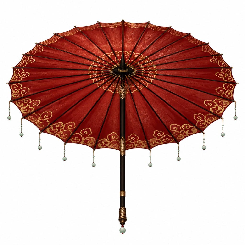 玄幻修仙 天罗伞 金线 垂珠 正面