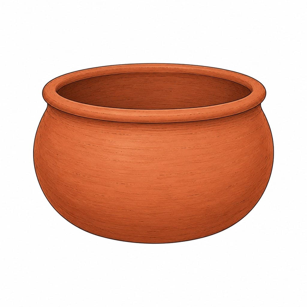 Clay cooking pot round textured surface