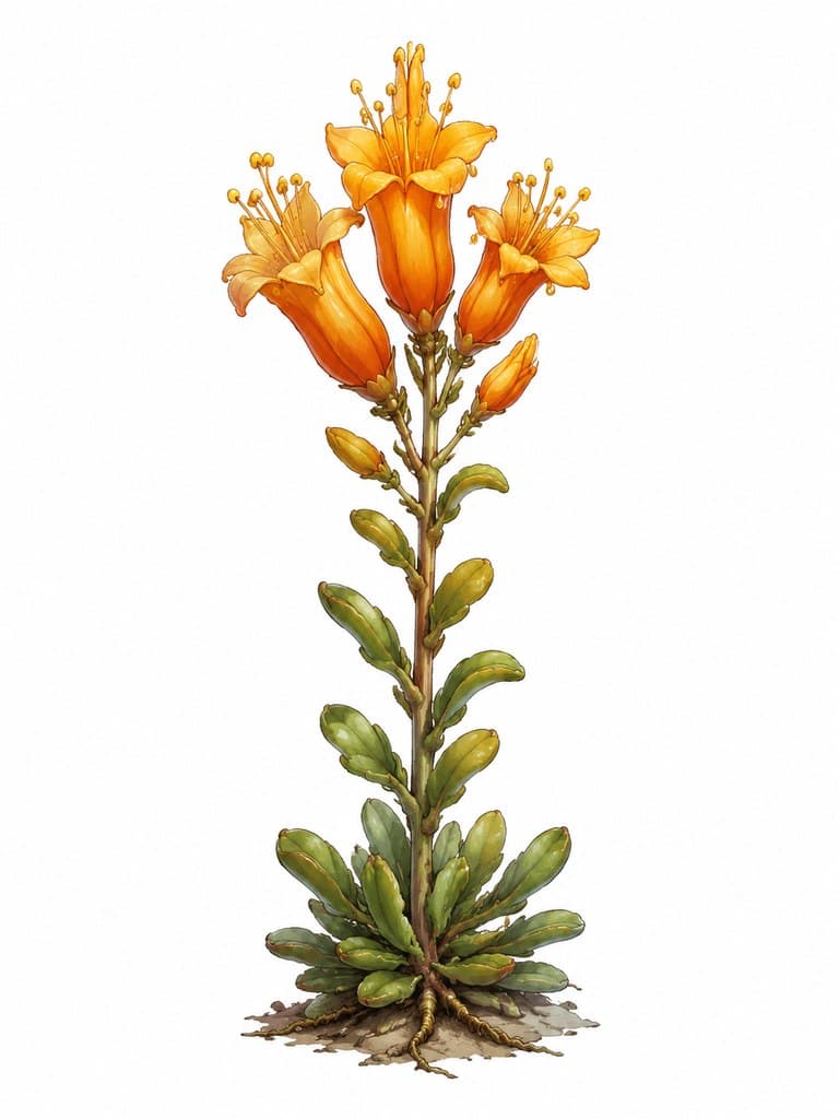 西幻种田 蜜浆花 橙黄 花管 整株