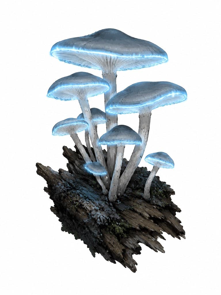 西幻种田 夜光蘑菇 发蓝光 簇生 整株