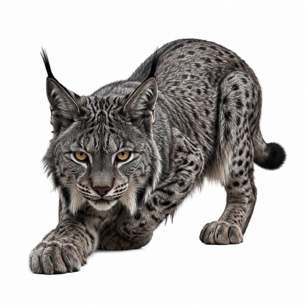 西方魔幻通用山猫灰色斑纹尖耳全身主视图