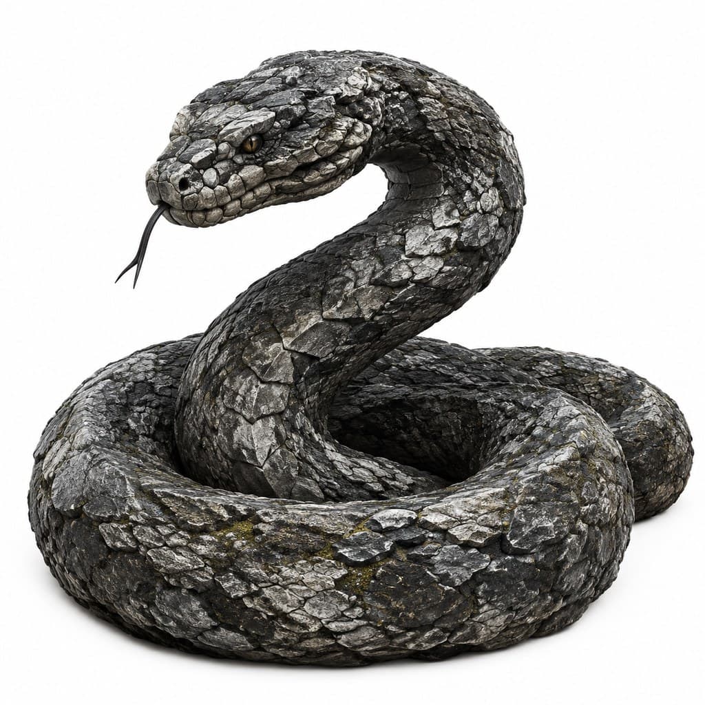 西方魔幻岩蟒灰岩色鳞片盘绕全身主视图