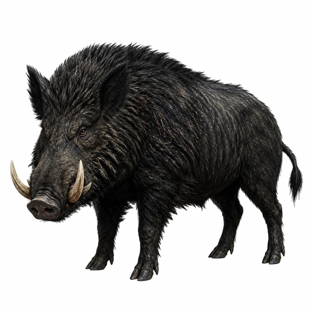西方魔幻森林野猪黑鬃獠牙全身主视图