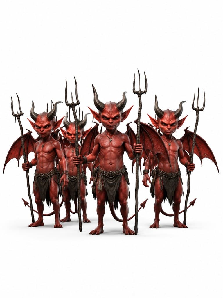 西方魔幻小恶魔群体红皮小翼叉尾全身定妆照