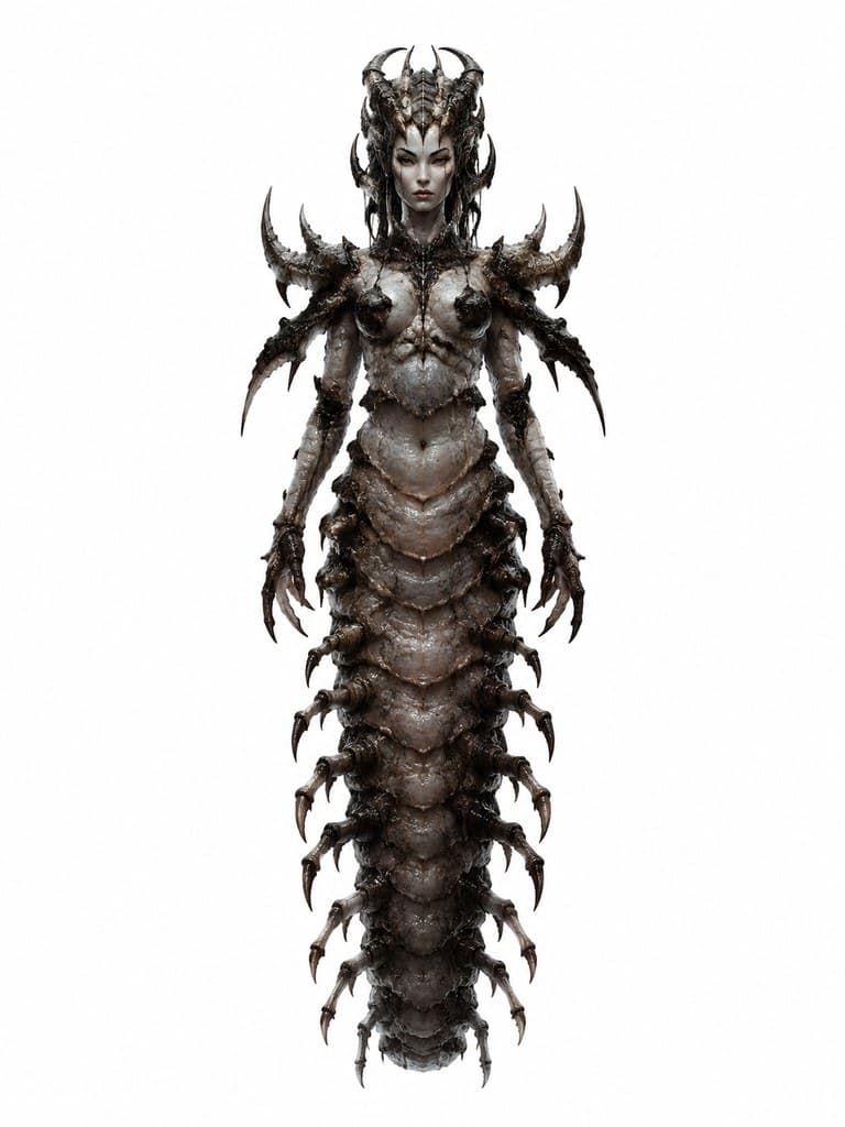西方魔幻深渊魔蛹幼虫形态蠕虫甲壳全身定妆照