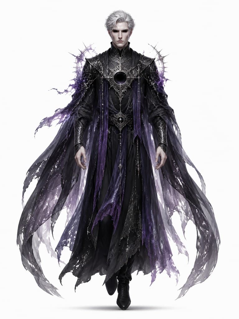 西方魔幻虚空观察者男性黑洞眼悬浮袍全身定妆照