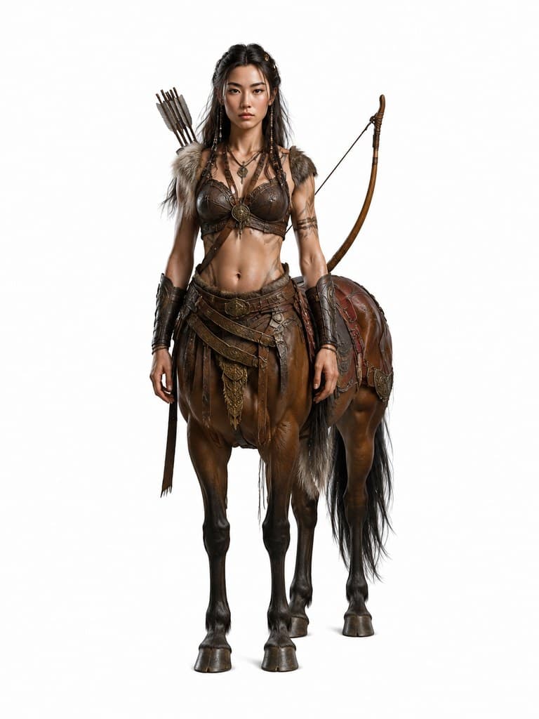 西方魔幻森林半人马女性上半人身马身弓全身定妆照