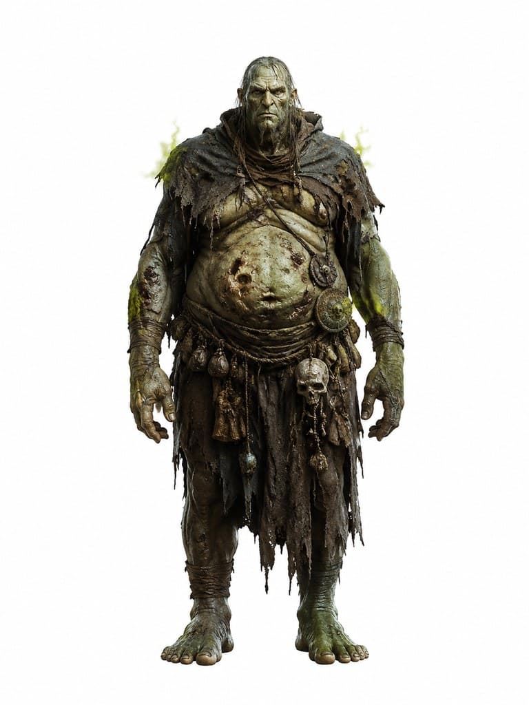 西方魔幻瘟疫巨魔男性溃烂绿皮毒气全身定妆照