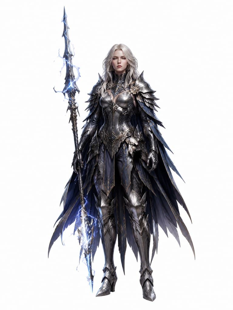 西方魔幻风暴翼龙骑士女性风甲雷枪全身定妆照