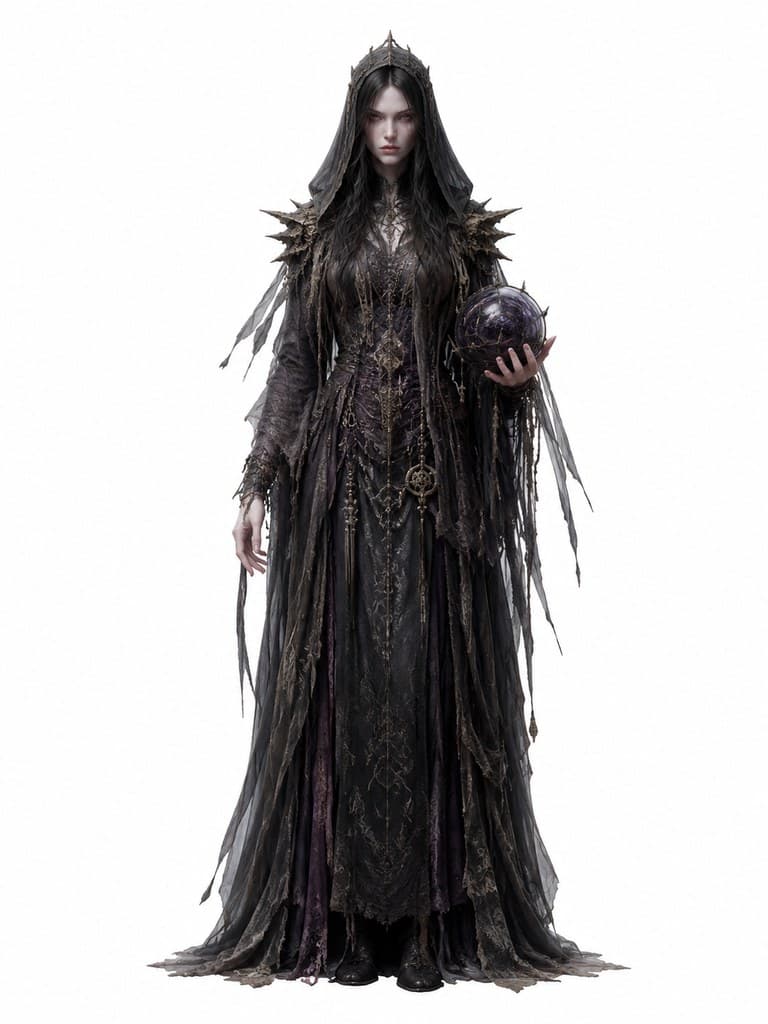 西方魔幻混沌先知女性混沌袍预言球扭曲全身定妆照