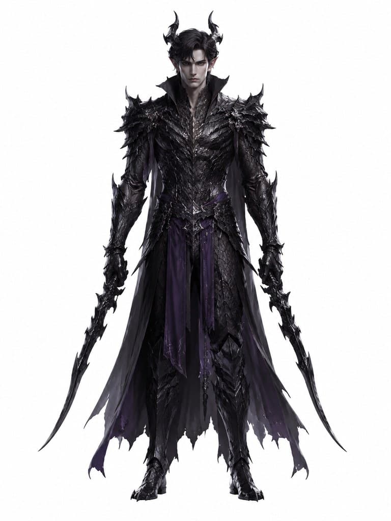 西方魔幻影鳞龙人男性影鳞暗影刃黑瞳全身定妆照