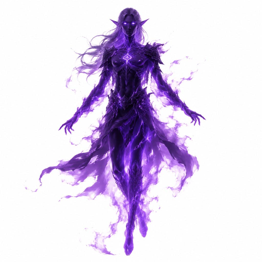 西方魔幻暗影精灵灵体人形紫光尖耳全身主视图