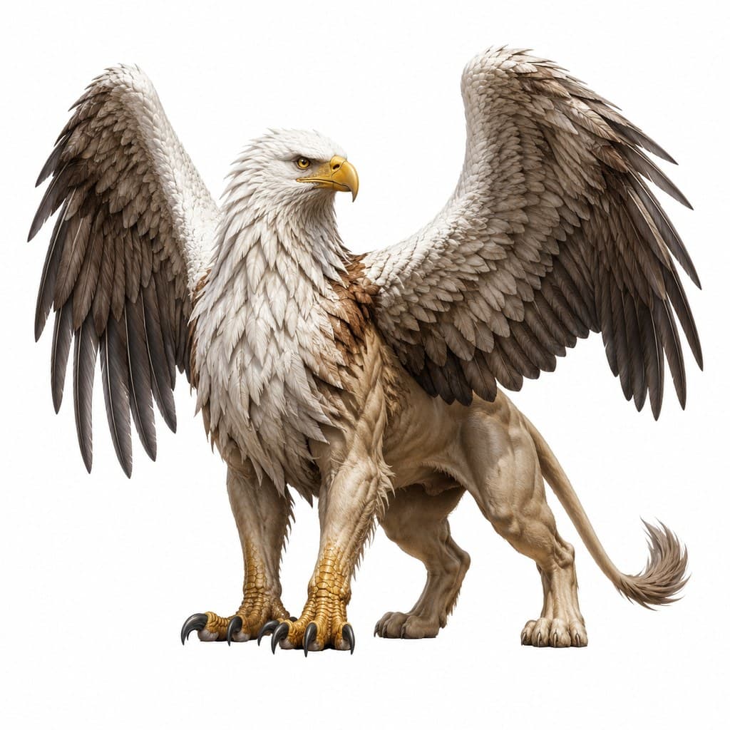 西方魔幻狮鹫狮身鹰首展翅全身主视图