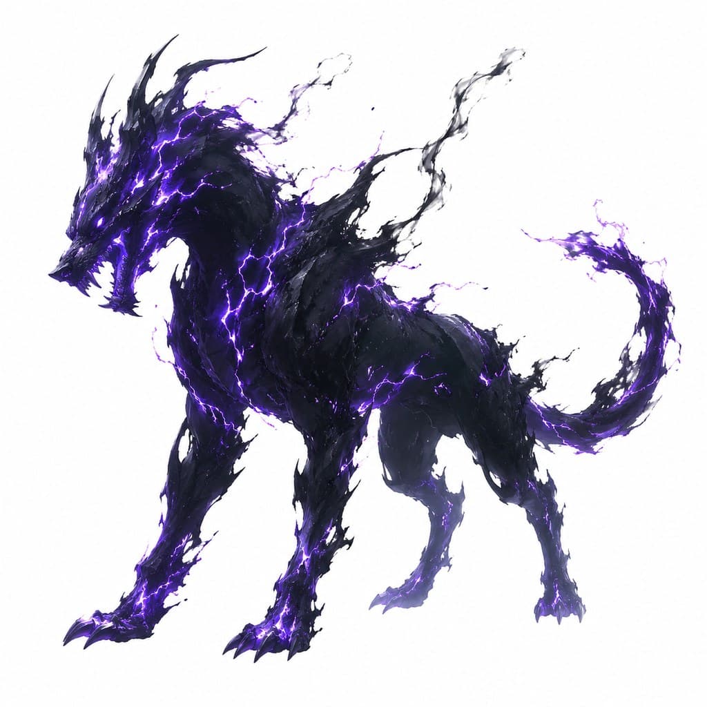 西方魔幻混沌猎犬犬形态混沌能量裂痕全身主视图