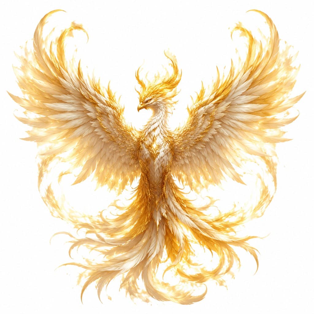 西方魔幻圣光凤凰金光羽翼圣火全身主视图
