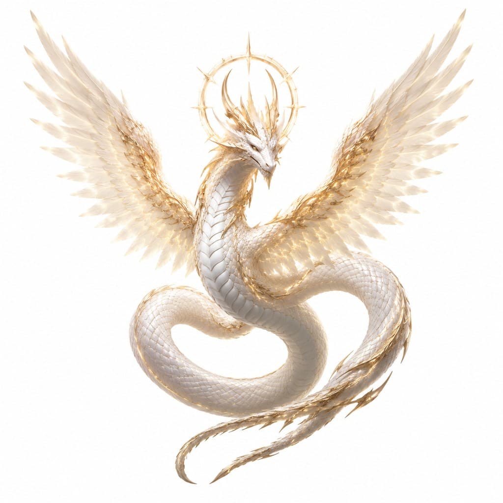西方魔幻圣光翼蛇光鳞光翼圣光全身主视图