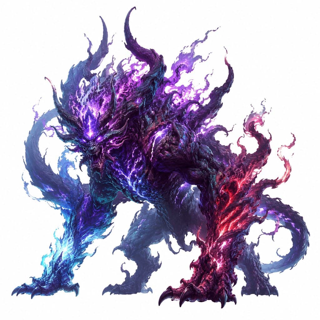 西方魔幻混沌巨兽不定形彩色巨体全身主视图