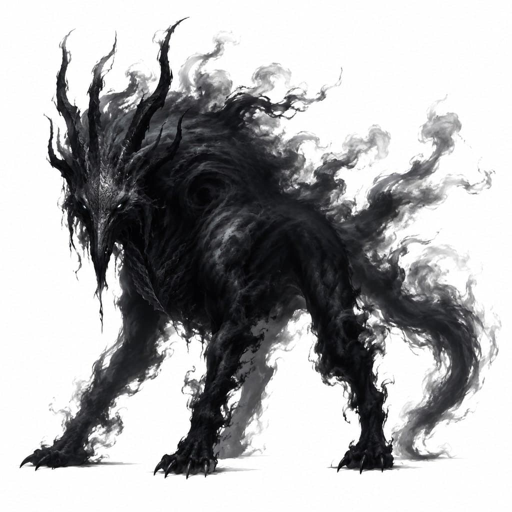 西方魔幻唤雾兽黑雾身形雾气弥漫全身主视图