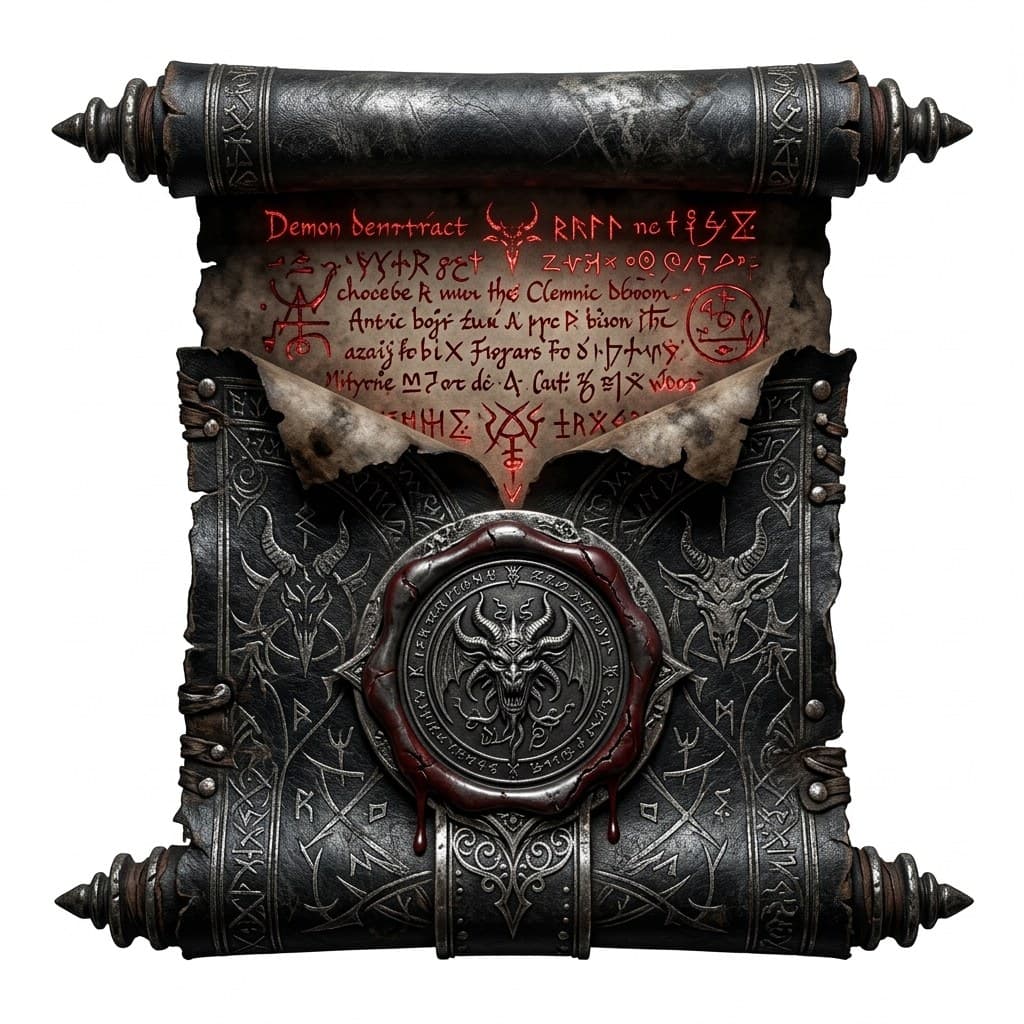 西方魔幻恶魔契约卷轴黑皮血字银蜡封正面图