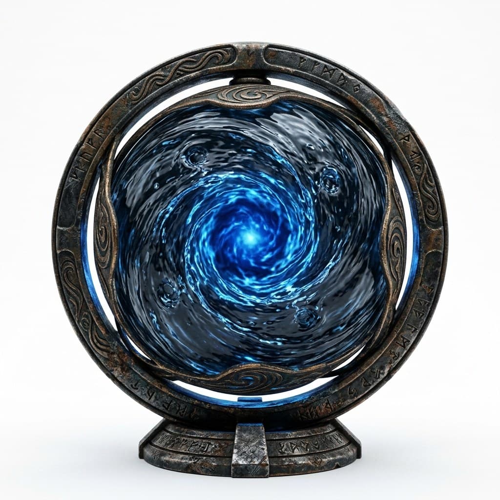 西方魔幻水元素核心水球漩涡蓝光正面图