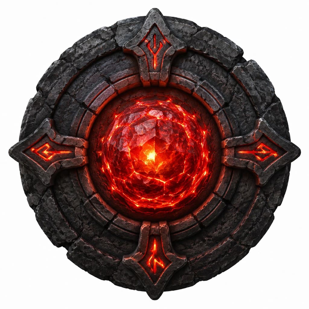 西方魔幻烈焰核心红热晶石熔岩球正面图