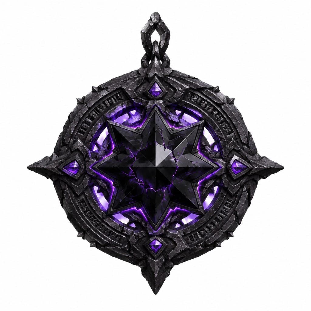 西方魔幻虚空护符黑色星石紫光正面图
