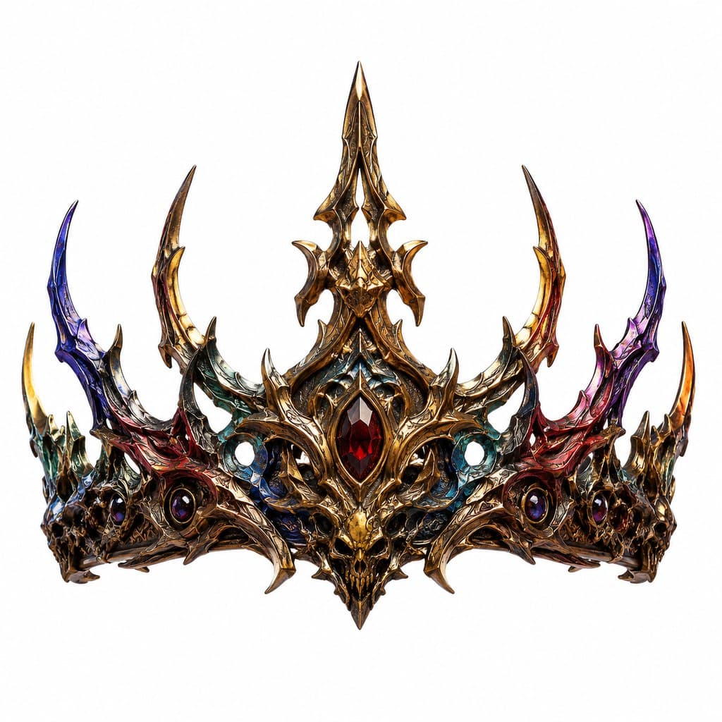 西方魔幻混沌宝冠彩色金属扭曲冠正面图