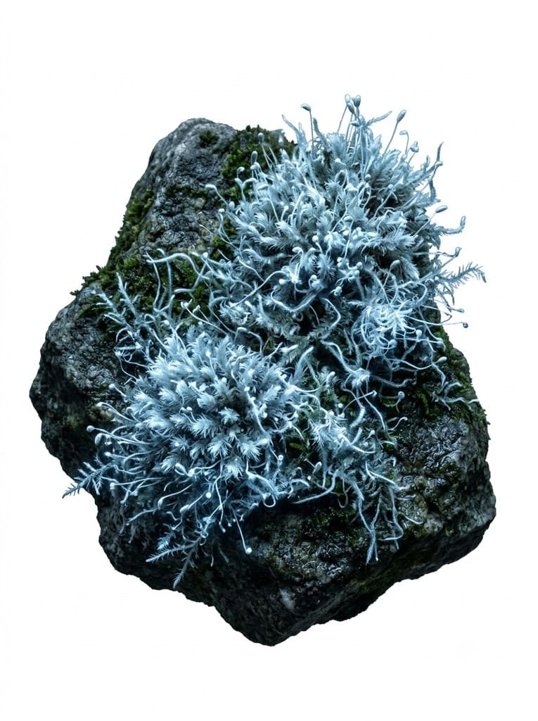 西方魔幻月光苔银蓝发光的苔藓整株图